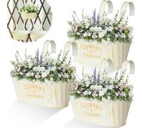 3 Pots Fleurs Suspendre Rétro Métal avec Crochet Amovible & Trous Drainage, Pot Plante Supendu Vintage,Seau Plantes Balustrade Suspendus pour Balcon Clôture Jardin Maison Mur Décor Intérieur Exterieur