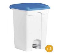3 Poubelles à tri à pédale 45 litres pour Sac 120 litres - Bleu
