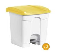 3 Poubelles à tri à pédale pour Sac 120 litres - Jaune