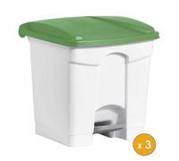 3 Poubelles à tri à pédale pour Sac 120 litres - Vert
