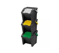 3 poubelles superposées pour tri verres papier plastique