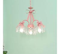 3 Princesse Girls Chambre Bow Crystal Chandelier côtelée Verre Suspendue pendante French Country Vintage Plafond Light for Nursery Dining Room