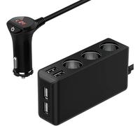 3 Prises Adaptateur Allume-Cigare pour Voiture,Chargeur De Voiture USB Multiple à DC 12V / 24V avec Interrupteur Voltmètre LED 120W 4 Ports USB pour Android Samsung GPS CaméRa De Voiture