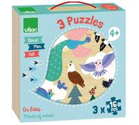 Vilac – Jouet en bois – Coffret 3 puzzles Terre‑Mer‑Ciel 16 pièces Multicolore dès 4 ans