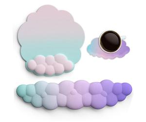 3 pz/set Cloud Poggiapolsi Tastiera e Mouse Poggiapolsi Pad ergonomico Cloud Supporto per poggiamano Set con sottobicchieri Tappetino per mouse antiscivolo con poggiapolsi