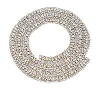 3 rangées de diamants maille rouleau enveloppement décoration de ruban de strass cristal étincelant(Argent)