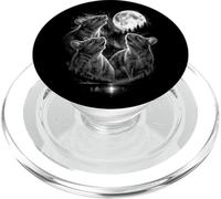 3 Rat-Mouse Howling At Moon Vintage Funny 80-90s Graphic PopSockets PopGrip pour MagSafe