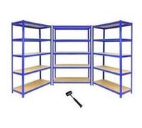 Monster Racking - 3 Rayonnages T-Rax en Acier sans Boulons Bleus 120cm x 45cm x 180cm Cadre Acier Panneaux MDF