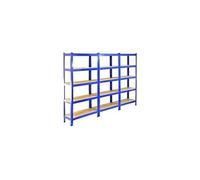 3 rayonnages en acier sans boulons t-rax bleus 75cm x 30cm x 150cm