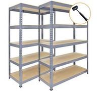 3 Rayonnages Q-Rax en Acier Sans Boulons Gris - 120cm x 182,5cm x 50cm & Maillet