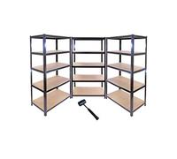 3 Rayonnages T-Rax Noirs 90cm x 45cm x 180cm