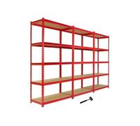 Monster Racking - 3 Rayonnages Z-Rax en Acier Sans Boulons Rouges 90cm x 183cm x 45cm