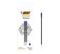 3 Recharges pour Stylo Bille BIC Cristal Re’New Pointe Moyenne Encre bleue