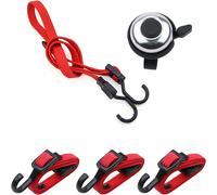 3 Red Motorcycle Straps, Tie Down Straps,Bicycle Luggage Rack,with 1 Bicycle Bell,for Binding Luggage for Bicycle,Motorcycle,Off-Road Vehicles