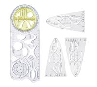 3 Règles Radians Et 1 Règle Longue, Pochoir Parabolique, Règle De Dessin Multifonction, Outil D'Apprentissage Des Mathématiques, Adapté Aux Écoles Et Aux Bureaux.