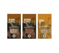 3 résines d'encens à brûler - Oliban, Myrrhe, Copal