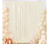 3 rideaux de fond ivoire de 2,45 m - 2 panneaux de 1,5 x 2,15 m - Sans plis - En polyester - Soie - Toile de fond - Pour photographie, anniversaire, fête, baby shower - Décoration - Toile de fond