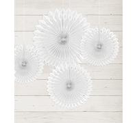3 rosaces éventails en papier blanc 20, 25 et 30 cm pour décoration - Blanc - Taille Unique