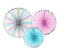 3 rosettes licorne 21-25-30cm multicolore - partydeco rpk11 Multicolore G