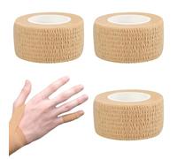 3 Rouleaux Bandage Autoadhésif, Pansements auto-adhésifs pour les doigts, Bande Cohésive pour Les Humains Et Animaux, Strap Cohésive Elastique Doigt Poignets(2.5cm X 4 m Beige)