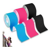 3 Rouleaux Bande Kinesiologie,Face Lifting Tape Kinesiologie,Kinesio Tape,Face Taping,Bande Strapping Adhésif,Bande de Kinesiologie Ensemble pour Parties du Corps, 2,5cm X 5m (Noir, Bleu, Rose)
