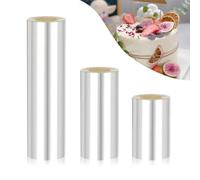 3 Rouleaux Colliers à Gâteau, Rouleau D'acétate Transparent, Papier Guitare Patisserie, 8cm/10cm/15cm x 10 m, pour Décoration de Cheesecake Dessert Mousse