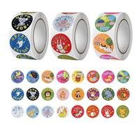 3 Rouleaux D'Autocollants D'Animaux De Dessin Animé, Autocollants Drôles, Autocollants De Récompense Pour Enfants, Autocollants Ronds, Autocollants De Scellage D'Emballage