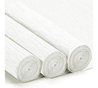 3 Rouleaux de Papier Crépon Blanc - 43 x 250cm, DIY Flowers Crafts, Papier Crepon pour Fleurs Pliées à la Main, Mariages, Fêtes d'anniversaire, Saint-Valentin, Festival Décorations (Blanc)