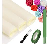 3 Rouleaux de Papier Crépon Blanc Crème -25 x 250cm, Papier Crépon pour DIY Créatifs, Fleurs Pliées à la Main, Les Fêtes D'anniversaire, Les Mariages, Les Ornements de Festival (Blanc Crème)