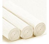3 Rouleaux de Papier Crépon Blanc Crème - 43 x 250cm, DIY Flowers Crafts, Papier Crepon pour Fleurs Pliées à la Main, Mariages, Fêtes d'anniversaire, Saint-Valentin, Festival Décorations (Blanc Crème)