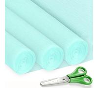 3 Rouleaux de Papier Crépon Bleu Azur - 43 x 250cm, Papier Crepon pour Fleurs Pliées à la Main, Mariages, Fêtes d'anniversaire, Saint-Valentin, Festival Décorations (Bleu Azur)