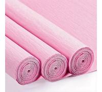 3 Rouleaux de Papier Crépon Couleur Rose - 43 x 250cm, DIY Flowers Crafts, Papier Crepon pour Fleurs Pliées à la Main, Mariages, Fêtes d'anniversaire, Saint-Valentin Décorations (Couleur Rose)
