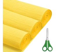 3 Rouleaux de Papier Crépon Jaune 43 x 250 cm Pour Bricolage Adaptés Aux Loisirs Créatifs Floraux, Aux Fêtes d'anniversaire (Jaune)