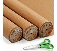 3 Rouleaux de Papier Crépon Marron - 43 x 250cm, Papier Crepon pour Fleurs Pliées à la Main, Mariages, Fêtes d'anniversaire, Saint-Valentin, Festival Décorations (Marron)