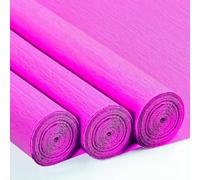 3 Rouleaux de Papier Crépon Rose - 43 x 250cm, DIY Flowers Crafts, Papier Crepon pour Fleurs Pliées à la Main, Mariages, Fêtes d'anniversaire, Saint-Valentin, Festival Décorations (Rose)