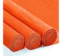 3 Rouleaux de Papier Crépon Rouge Orange - 43 x 250cm, DIY Flowers Crafts, Papier Crepon pour Fleurs Pliées à la Main, Mariages, Fêtes d'anniversaire, Saint-Valentin Décorations (Rouge Orange)