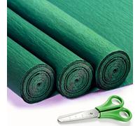 3 Rouleaux de Papier Crépon Vert Foncé - 43 x 250cm, Papier Crepon pour Fleurs Pliées à la Main, Mariages, Fêtes d'anniversaire, Saint-Valentin, Festival Décorations (Vert Foncé)