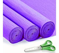 3 Rouleaux de Papier Crépon Violet - 43 x 250cm, Papier Crepon pour Fleurs Pliées à la Main, Mariages, Fêtes d'anniversaire, Saint-Valentin, Festival Décorations (Violet)
