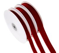 3 rouleaux de ruban de velours bordeaux, ruban velours 1, 1, 5 et 2, 5 cm large, mètres long pour les décorations d'arbres Noël, l'artisanat et les invitations mariage.