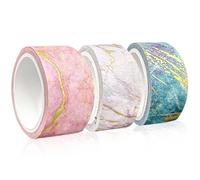 3 rouleaux de ruban Washi, ensemble de ruban décoratif, ruban de masquage coloré, ruban de scrapbooking, polyvalence à la mode et ruban de papier pour journal, bricolage, artisanat(Motif Marbre)