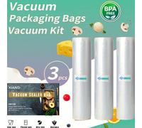 3 rouleaux de sacs de scellement sous vide de qualité commerciale, convenant au stockage sous vide, à la préparation des repas ou à la cuisson sous vide 12cm*500cm 3 pièces,20 cm x 500 cm, 3 pièces,25