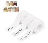 3 Rouleaux Étiquettes Autocollantes, Thermiques Étiquettes Étanches, 15 mm x 4 m Étiqueteuse Autocollantes Personnalisées, Compatible pour MakeID L1 Étiqueteuse, pour la Maison le Bureau l'école