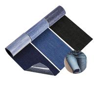 3 Rouleaux Patch Thermocollant Jean, 8 x 51 cm Tissu Thermocollant Jean Interieur, Tissu Autocollant Reparation Vêtements, Patch Denim Thermocollant pour Enfants Adultes (Noir Bleu Foncé Bleu Clair)