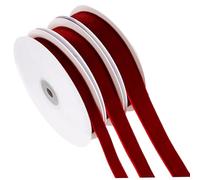 3 rouleaux Ruban en velours bordeaux, 1, 1, 5 et 2, 5 cm de ruban de velours large verges long pour les décorations d'arbres Noël, l'artisanat et les invitations mariage