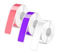 3 Rouleaux Ruban pour Étiqueteuse pour Phomemo D30, 12x40mm Ruban d'Étiquettes Auto-Adhésif Papier Thermique Autocollant Étiquettes Thermiques pour Bureau Maison École (Blanc, Violet, Rose)