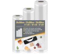 3 Rouleaux Sous Vide Alimentaire "Standard" pour Appareil de Mise Sous Vide de toutes les marques sous videuse, Conservation, Feuille Pochette Sachet Sac Congélation, Cuisson