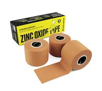 3 Rouleaux SPORTTAPE Bande Zinc Oxide Tan - 5 cm x 10 m | Bande sportive résistante pour ampoules, strapping articulaire | Épaule, genou, cheville | Sport, rugby, muscu, haltérophilie