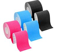3 Rouleaux Strap Bande Kinesiologie, Bande Adhesive Elastique Kinésiologie, Résistante Kinesio Tape avec noir bleu rose 3 Rouleaux Bande Kinesiologie pour Genou Articulations et Maintien Musculaire