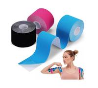 3 Rouleaux Strap Sport, 5m x 5cm Tape Kinesiologie, Respirant et Élastique Bande de Kinesiologie pour Genou, Exercice, Utilisation