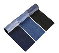 3 Rouleaux Tissu Thermocollant Jean, 8 x 50 cm Patch Thermocollant Jean Patch Réparation Jean Denim Patch Auto-adhésifs pour Enfants Adultes (Bleu Foncé, Bleu Clair, Noir)